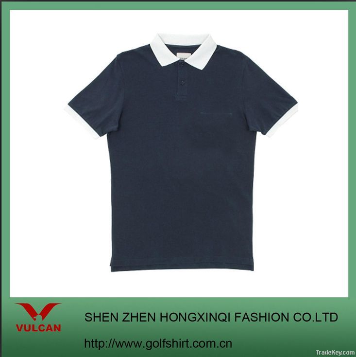 100% cotton Navy Blue T shirts with knit collar