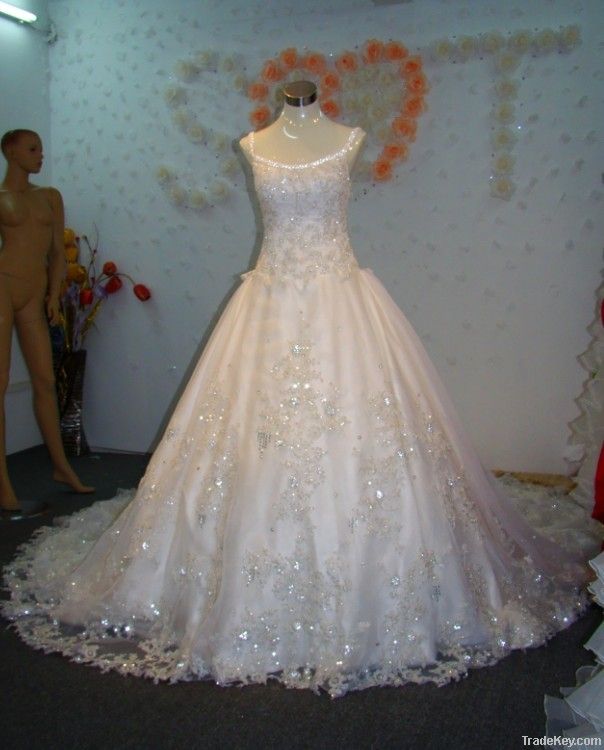 Wonderful real picture Luxurious full Diamond beading wedding dress