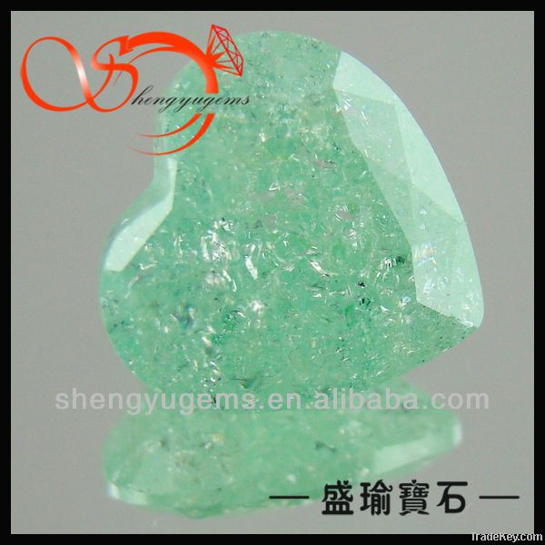 apple green heart-shape ice cubic zirconia stone