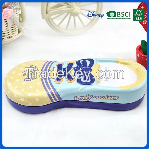 Bistratal shoes tinplate pencil case for students