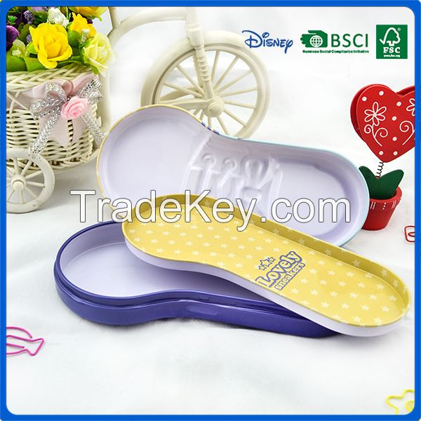 Bistratal shoes tinplate pencil case for students