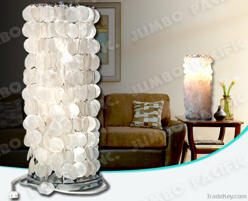 Table Lampshades in round shape capiz  design with electric fitting.