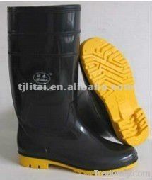 black pvc working boots