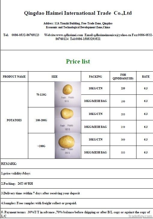 2012 fresh sweet frozen holland potato atlantic potato