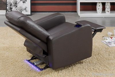 Genuine Leather Recliner Chair with LED Lights