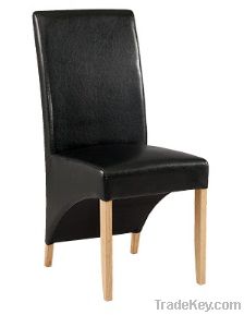 Leather Dining Chair With Solid Wood Leg With Kd Flat Packing