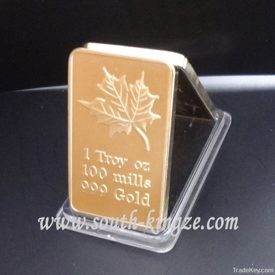 one ounce of gold  plated of iron Maple Bar Bullion