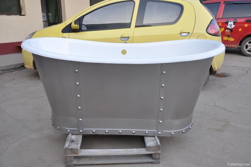 hot sale cast iron bathtub with stainless steel skirt NH-1008-5-2
