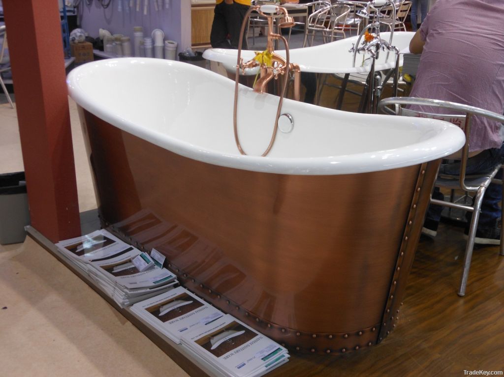 freestanding cast iron bathtub with steel skirt NH-1022-1