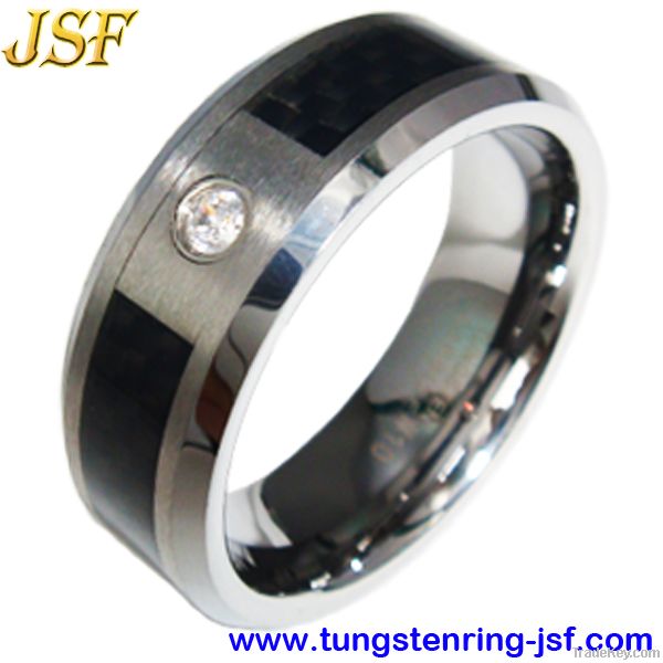 Fashion Carbon Fiber Tungsten Ring