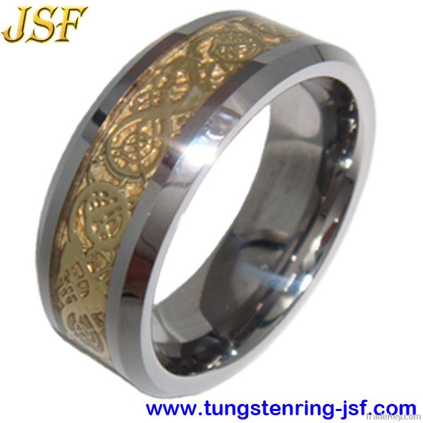 Fashion tungsten rings Dragon slice inlay