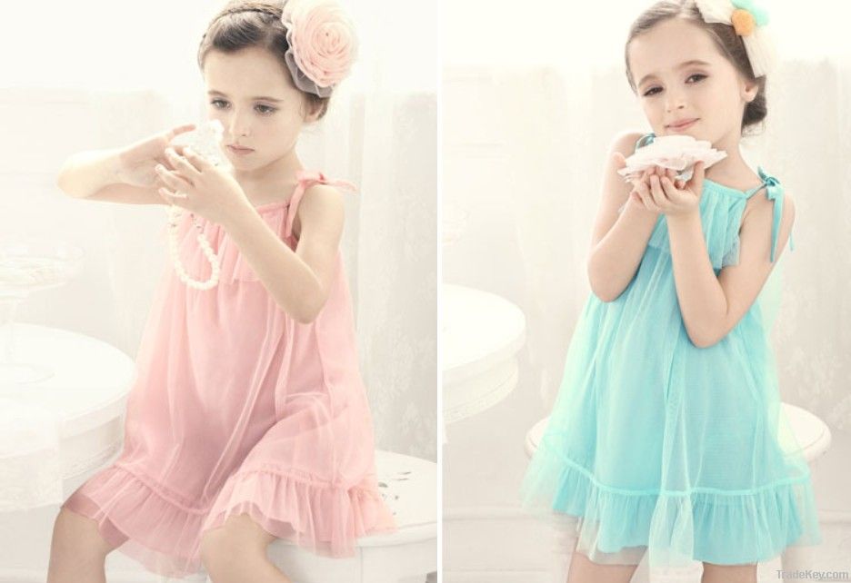 Fashional cotton girls' dresses, suitable for height from 85cm to 135cm