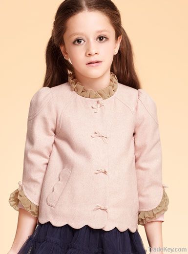 Girls' woolen cute coats with high collar, hottest selling
