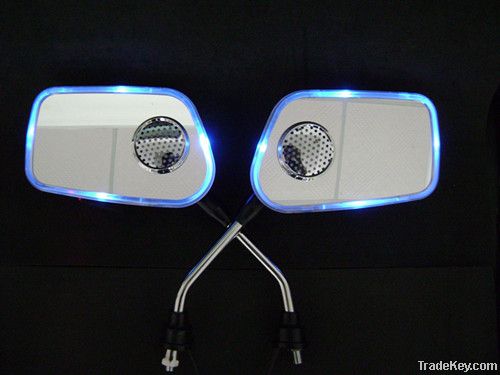 motorcycle rearview mirrior with mp3 and FM and blue lights
