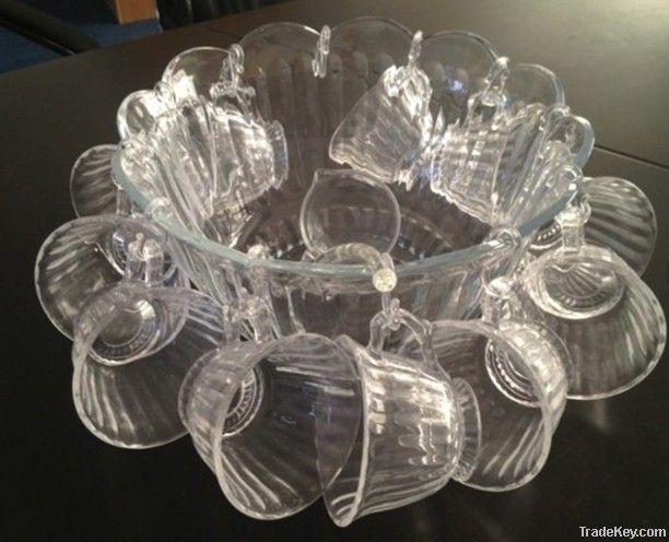 14PCS Glass Punch Bowl Set