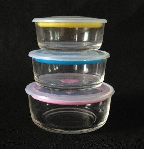 3 PCS Glass Bowl Set With airtight Lid