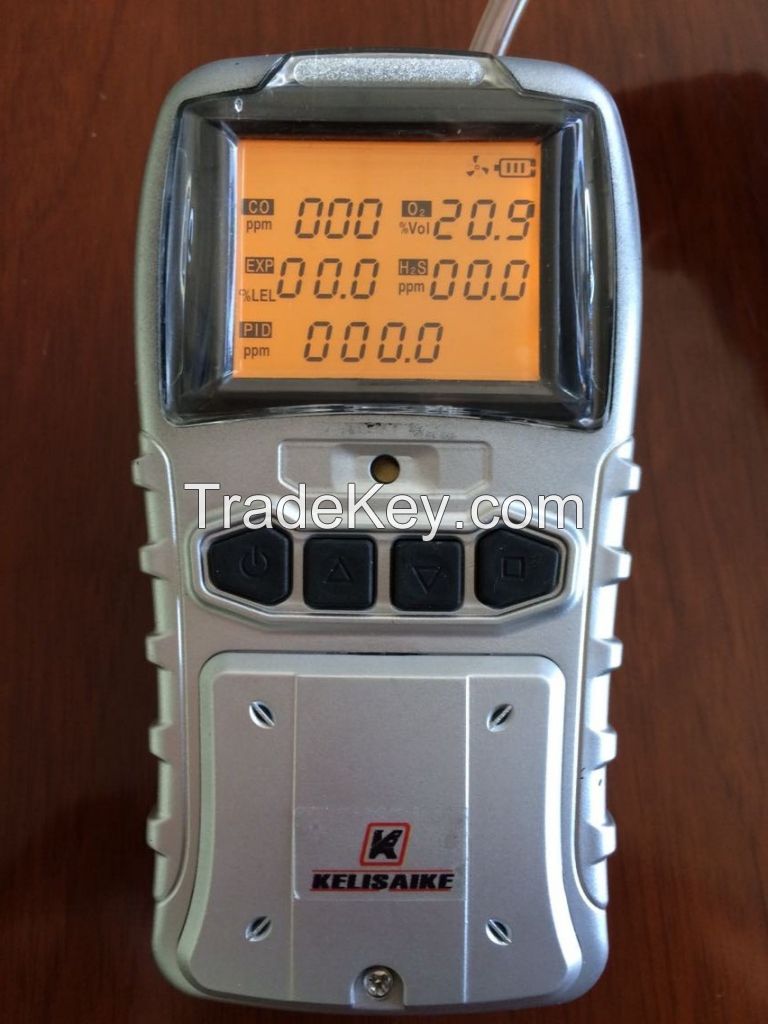 LCD real time display PID detector multi gas alarm O2, LEL, CO, H2S, PID(VOCs) gas monitor