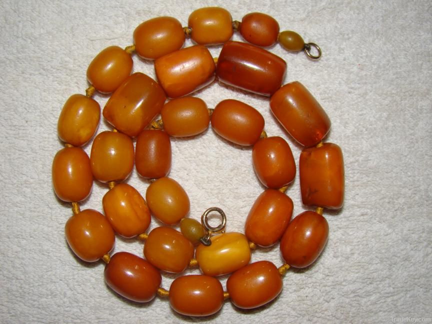 Old amber, Coral, Ivory necklaces and beads