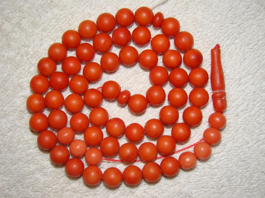 Old amber, Coral, Ivory necklaces and beads