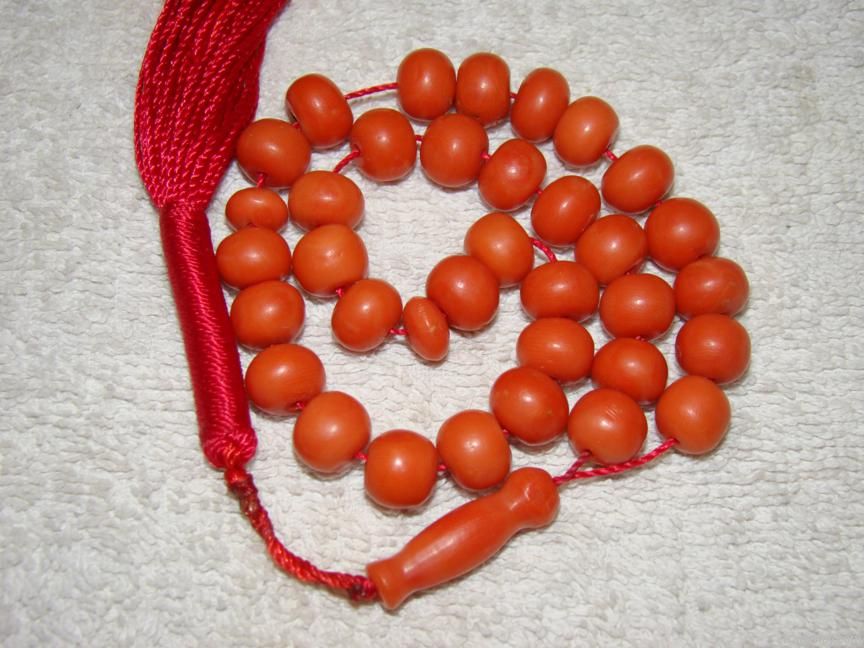 Old amber, Coral, Ivory necklaces and beads