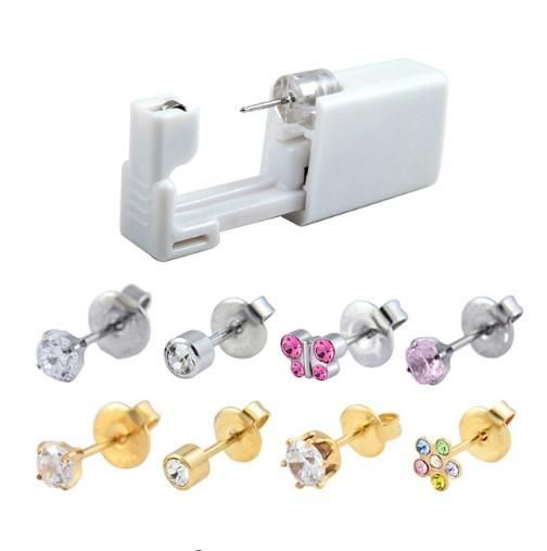 316l Surgical Steel Sterilized Disposable Ear Piercing Units With CZ Earrings