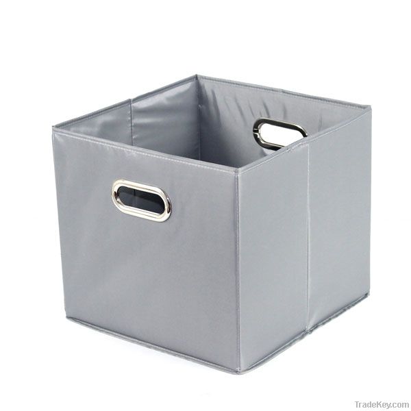 Folding storage drawer metal handle polyester 210d cardboard gray