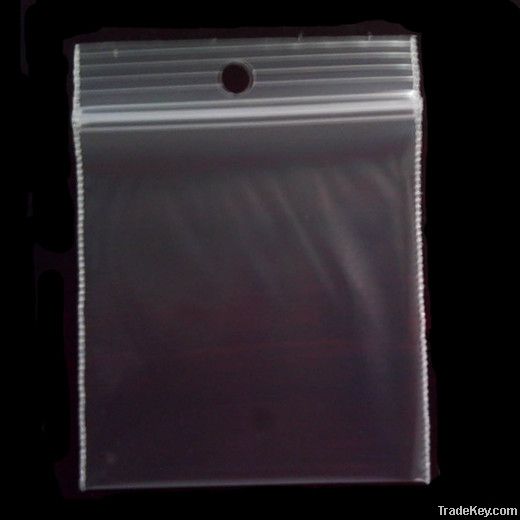 Transparent disposable hang hole ziplock plastic bag