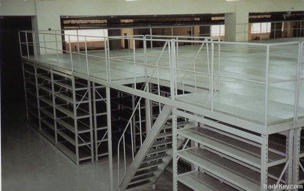 Warehouse multi-level mezzanine rack