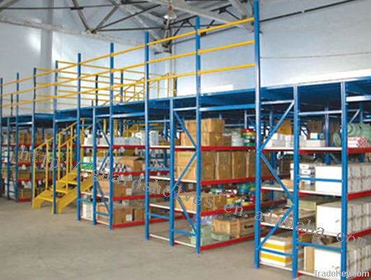 Warehouse multi-level mezzanine rack