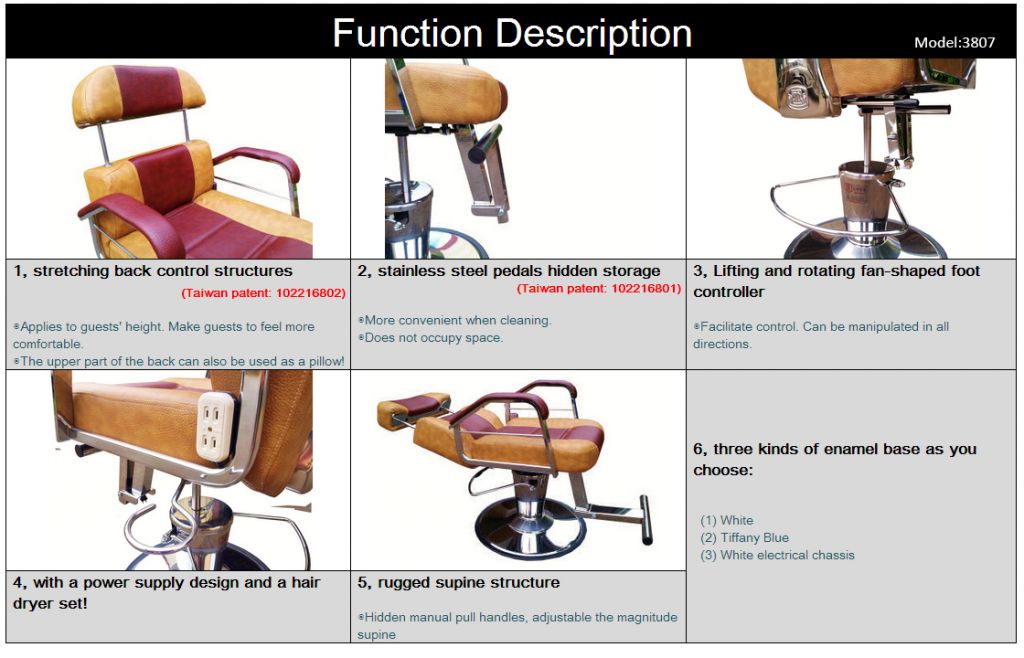 Barber chair: Type705 (Enamel Base) (Taiwan R&D)