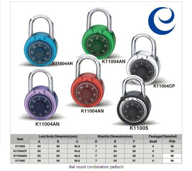 dial round combination padlock