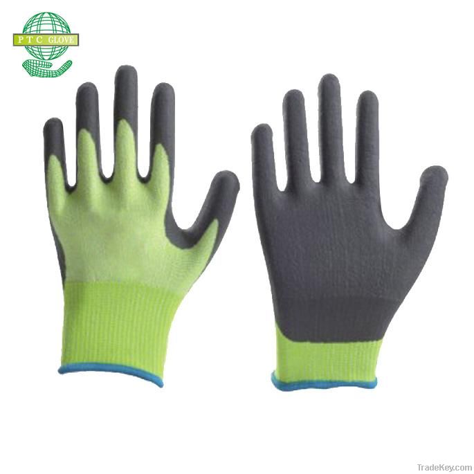 Cut resistance glove coated with water based PU safety glove