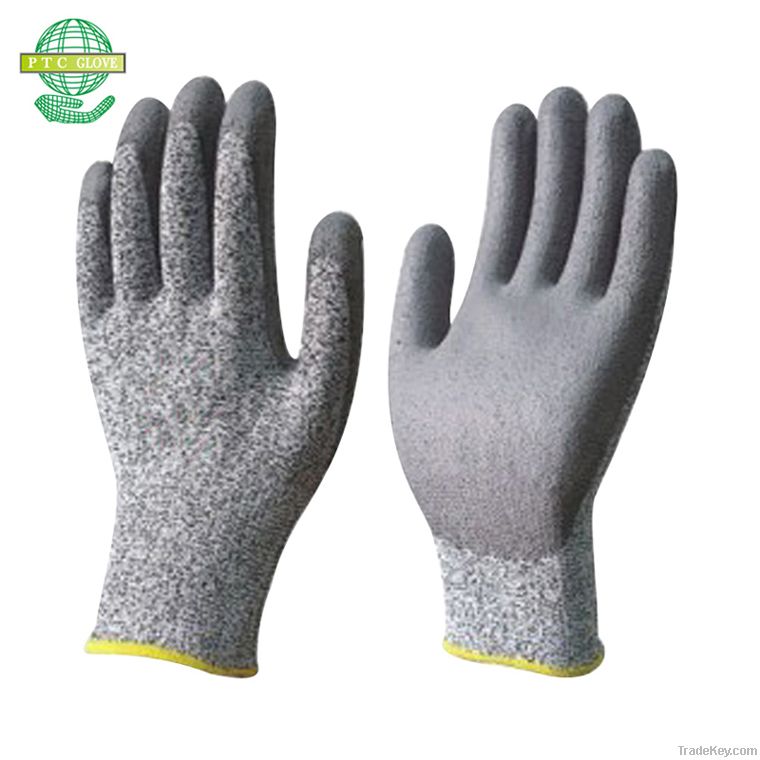 Cut resistance glove coated with PU safety glove level 3