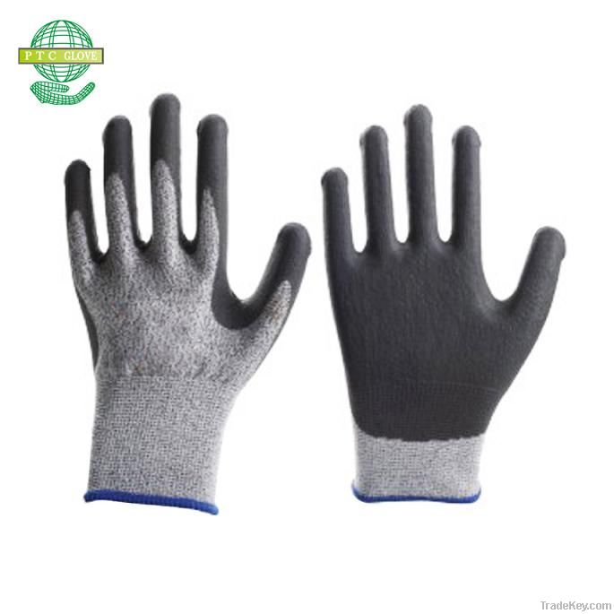 Cut resistance glove coated with Water based PU safety glove class 5