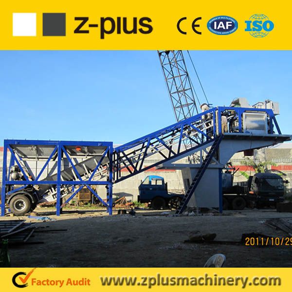 Easy moving wheel type YHZS25 portable concrete batching plant