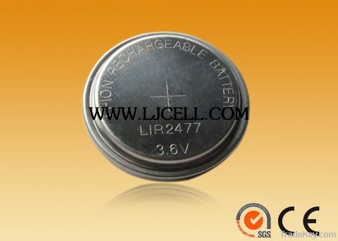 3.6V Li ion Rechargeable battery button cell lir2477