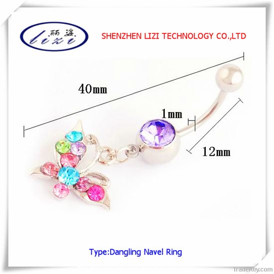 Vogue crystal setting navel belly ring body piercing jewelry