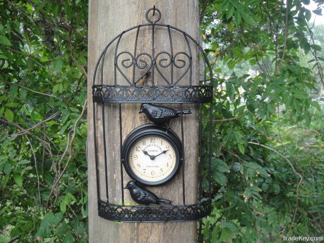 bird cage wall outdoor wall clock