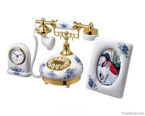 ceramic telephone sets for nolvety home accents-elegant blue