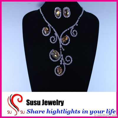 2013 new bridal alloy rhinestone vintage necklace set HJ001