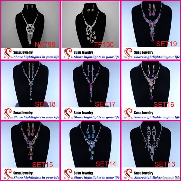 2013 new bridal alloy rhinestone vintage necklace set HJ001