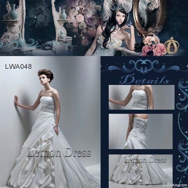 Chiffon Floral Wedding Gown A-line Beading Bridal Dress