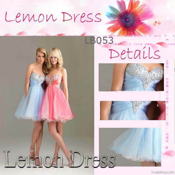 Sweetheart Appliqued Knee length Organza Homecoming Dress Evening