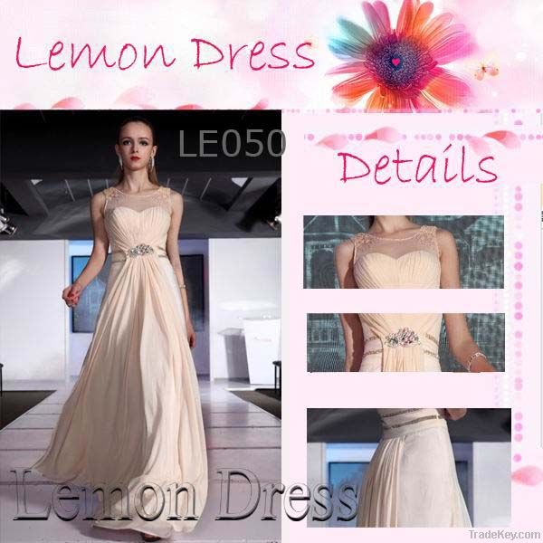 Sleeveless Beaded Chiffon Summer Evening Dress