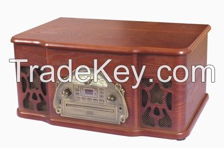 Retro wooden turntable player