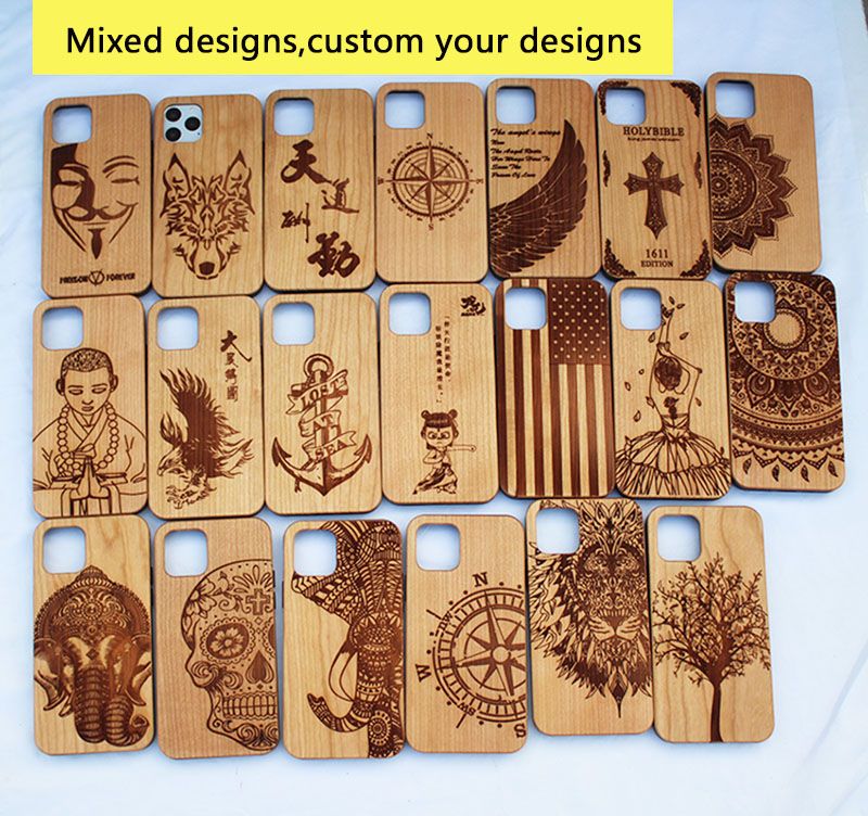 Mobile Phone Case Laser Engraving Wooden Cover TPU Anti knock