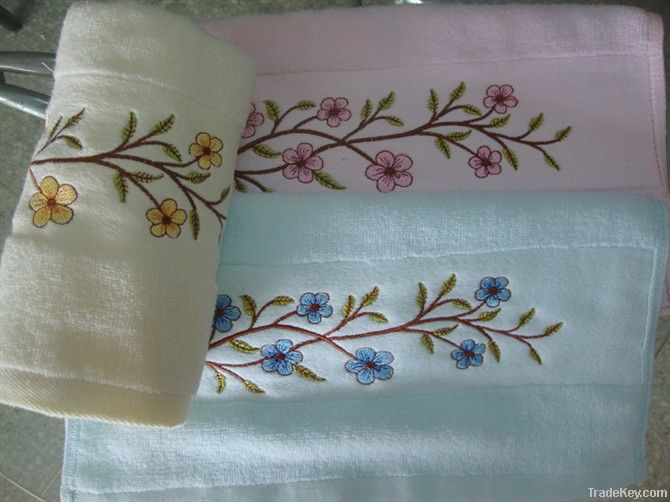 Plain Dyed Embroidred Cotton Towel