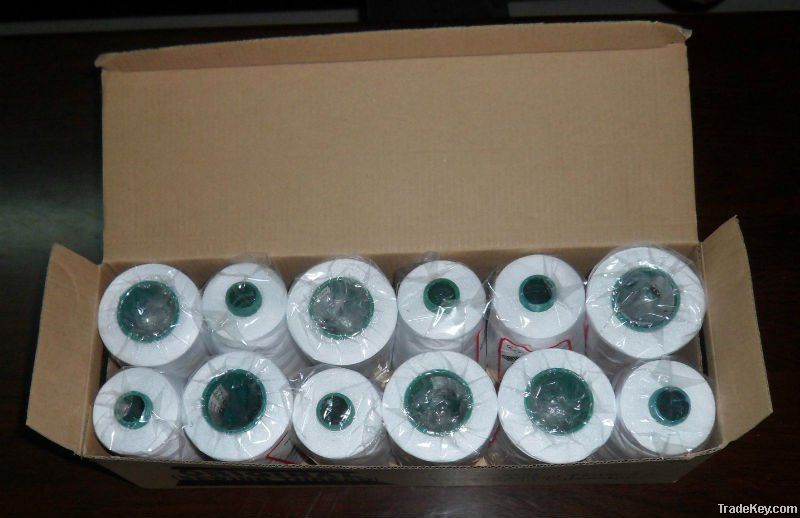 100% raw white polyester sewing thread