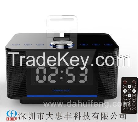  iphone5S/6 docking  bluetooth speaker with hotel alarm clock FM radio