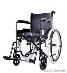 manual folding commode wheelchair with detachable footrest